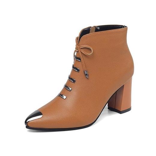 LN912新款时尚前系带侧拉链短筒马丁靴 商品图3