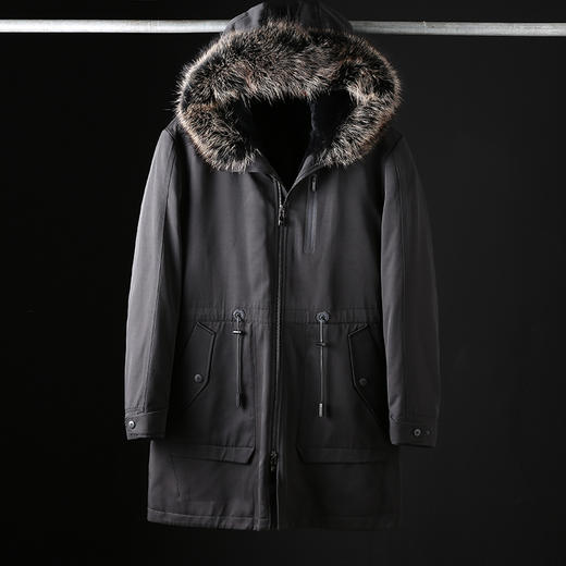 牛货 可脱内胆 冬季貉子毛领派克服棉衣皮草 M1735 商品图2