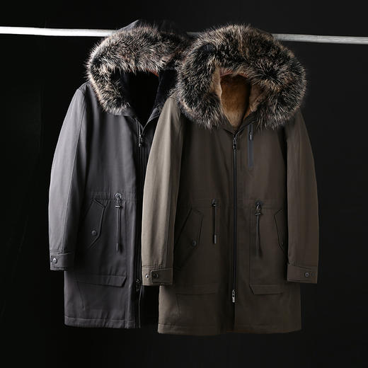 牛货 可脱内胆 冬季貉子毛领派克服棉衣皮草 M1735 商品图1