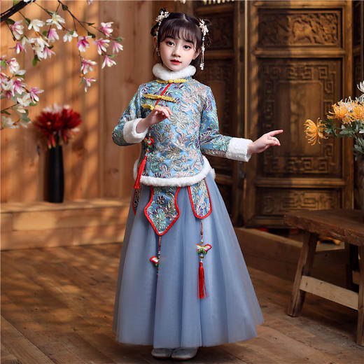 KFT-212中国风儿童过年汉服女童拜年古装小女孩唐装 商品图0