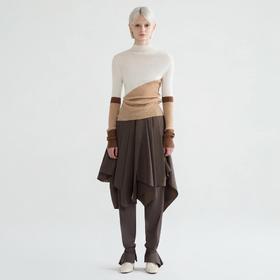 拼色小立领针织上衣