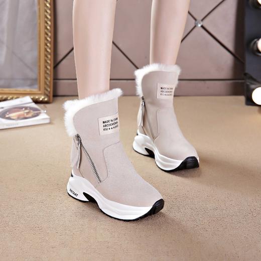 QX-8289双拉链真皮雪地靴子女2020冬季新款加绒马丁靴厚底防滑毛毛短靴 商品图3