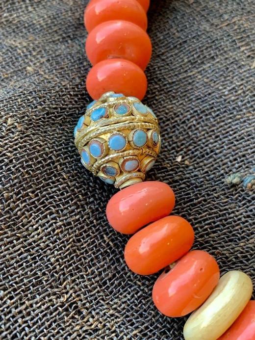 藏传红白琉璃扁豆珠配藏银珠项链， 顺丰包邮 商品图4