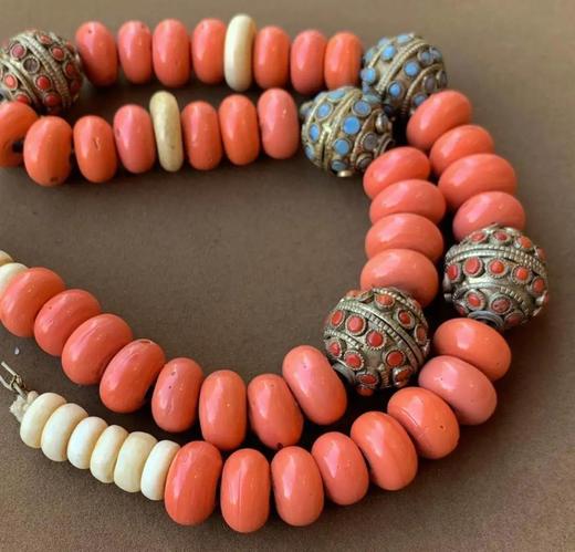 藏传红白琉璃扁豆珠配藏银珠项链， 顺丰包邮 商品图9