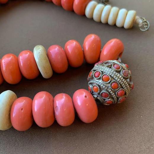 藏传红白琉璃扁豆珠配藏银珠项链， 顺丰包邮 商品图7