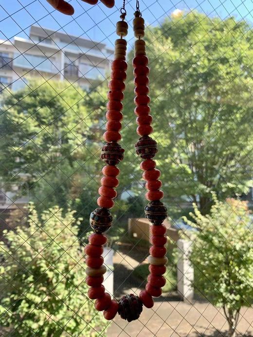 藏传红白琉璃扁豆珠配藏银珠项链， 顺丰包邮 商品图3