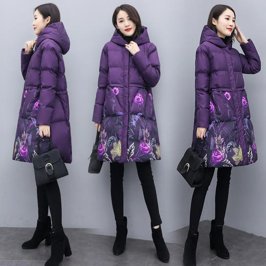 WZNH-XX2592印花加厚棉服棉衣女加肥加大码棉袄 商品图3