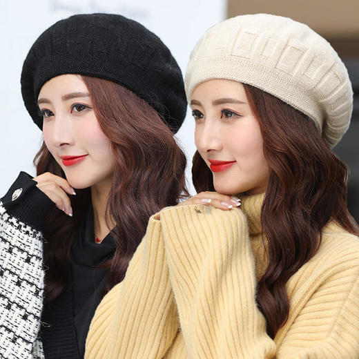 tzmz-帽子女秋冬季贝雷帽女英伦复古网红款八角帽潮百搭羊毛线帽子