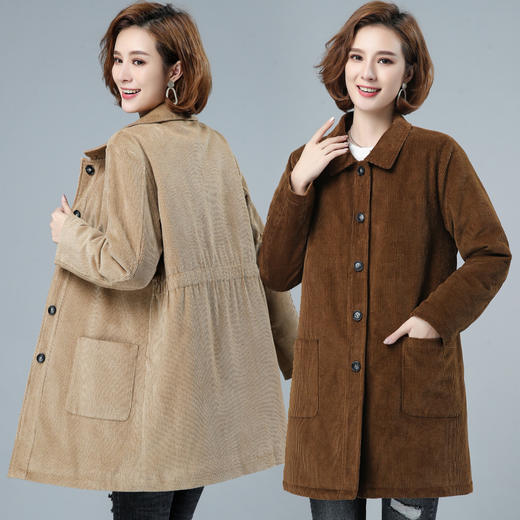 WZNH-HYK3056新款冬季加厚百搭中长款灯芯绒棉衣外套 商品图0