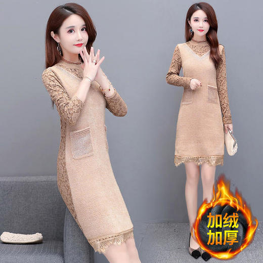 YWE-MX20B9825大码气质减龄长袖蕾丝连衣裙 商品图0