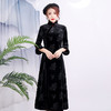 上海旗袍厂BJ-20105秋冬新款韩国绒长款妈妈装旗袍 复古日常改良旗袍连衣裙 商品缩略图1