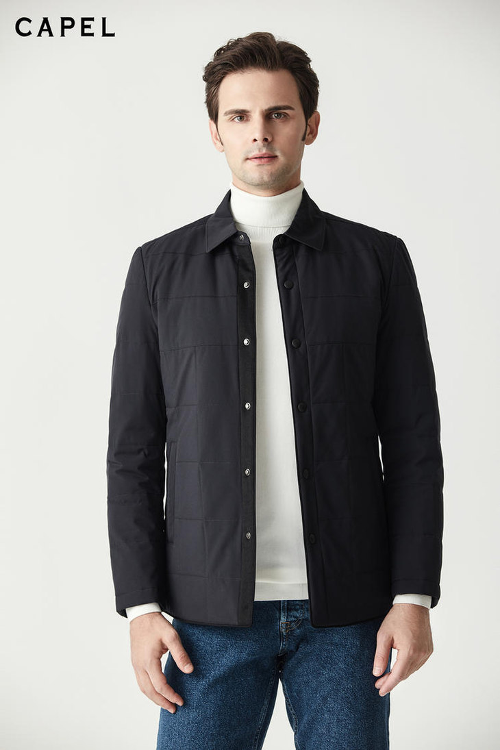 capel卡博尔男装 时尚翻领兔毛尼克服kz2821