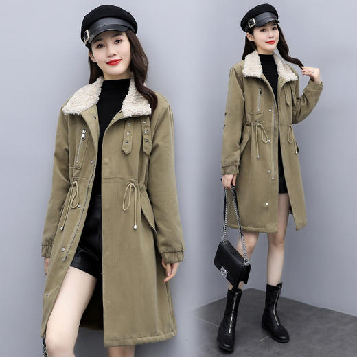 WZNH-MUBO7510冬季新款简约时尚腰部抽绳舒适优雅中长款加绒保暖派克服 商品图1