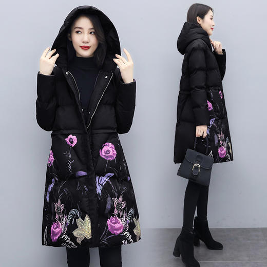 WZNH-XX2592印花加厚棉服棉衣女加肥加大码棉袄 商品图1