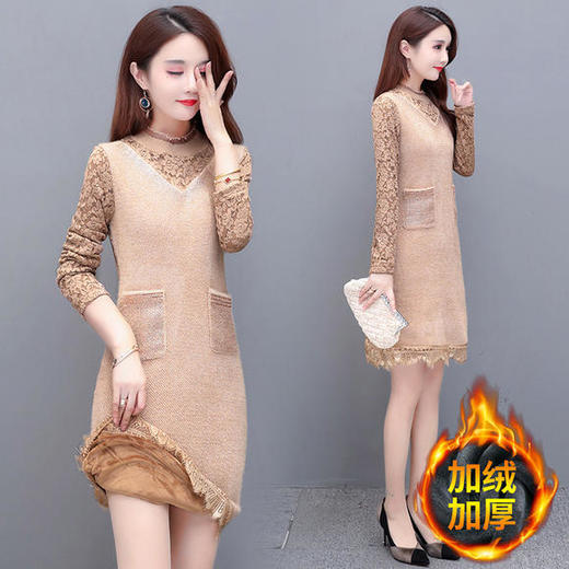 YWE-MX20B9825大码气质减龄长袖蕾丝连衣裙 商品图3