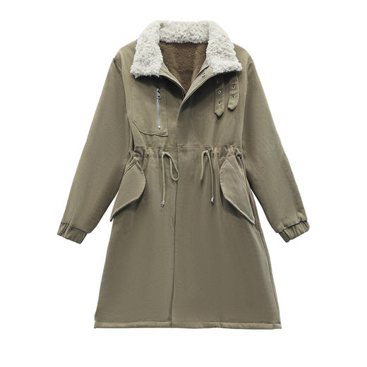 WZNH-MUBO7510冬季新款简约时尚腰部抽绳舒适优雅中长款加绒保暖派克服 商品图4