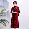 上海旗袍厂BJ-20105秋冬新款韩国绒长款妈妈装旗袍 复古日常改良旗袍连衣裙 商品缩略图0