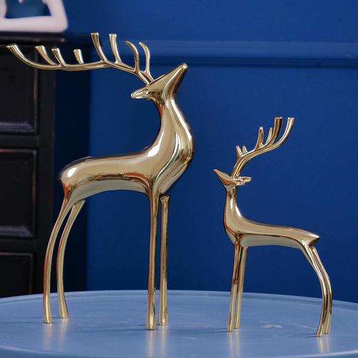 轻奢铜对鹿 轻奢摆件客厅书房办公室中式全铜家居装饰品乔迁开业礼品 精美 铜艺 摆件 商品图3