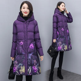 WZNH-XX2592印花加厚棉服棉衣女加肥加大码棉袄