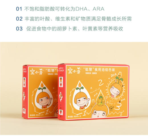 窝小芽  聪慧食用油组合装  宝宝有机辅食油 黑芝麻牛油果油/亚麻籽油/核桃油 各50ml 商品图5