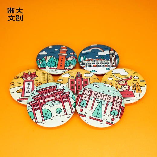 【浙大文创】浙江大学七校区经典建筑插画马口铁徽章 商品图3