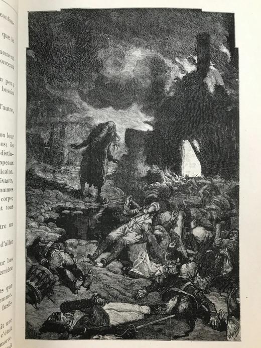 【法语】约19世纪后期 雨果《九三年》 约百幅版画插图 皮脊精装16开 商品图11