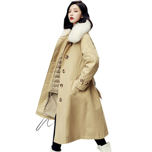 LJY-N056-1028女长款过膝90白鸭绒真毛领2020年冬时尚精品羽绒服 商品图4