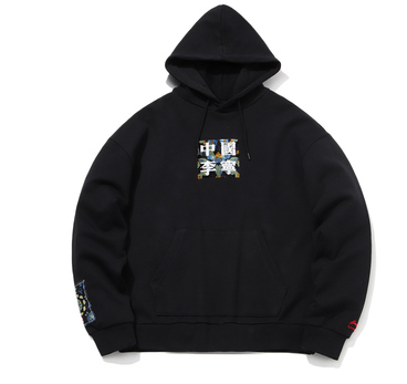 中国李宁卫衣男士巴黎时装周宽松连帽套头衫awdq625