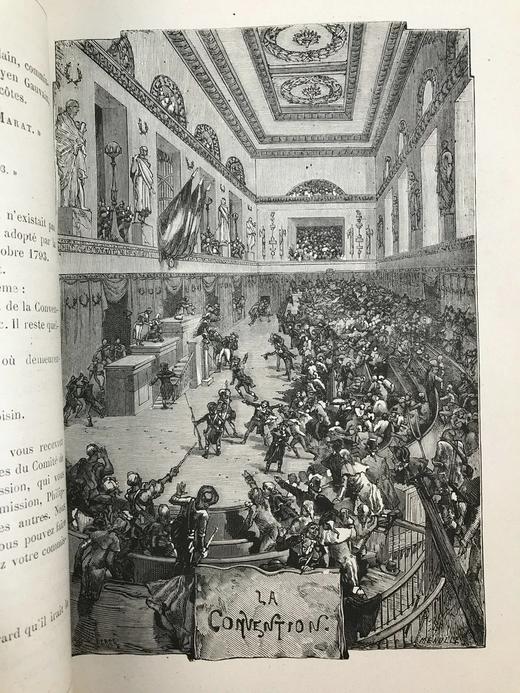 【法语】约19世纪后期 雨果《九三年》 约百幅版画插图 皮脊精装16开 商品图6