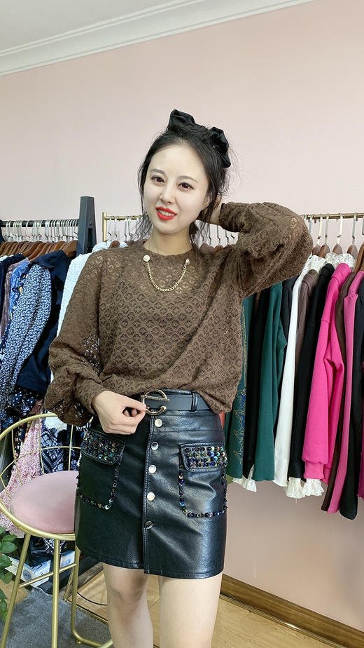 216小链植绒蕾丝衫 - 沈阳五爱欣欣服饰