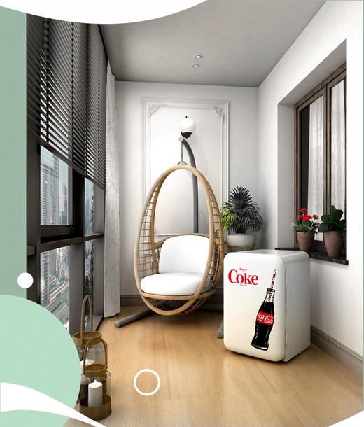 hck哈士奇bc-130gbc复古冰箱可口可乐联名款进口小型单门冷藏冷冻网红