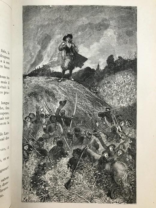 【法语】约19世纪后期 雨果《九三年》 约百幅版画插图 皮脊精装16开 商品图12