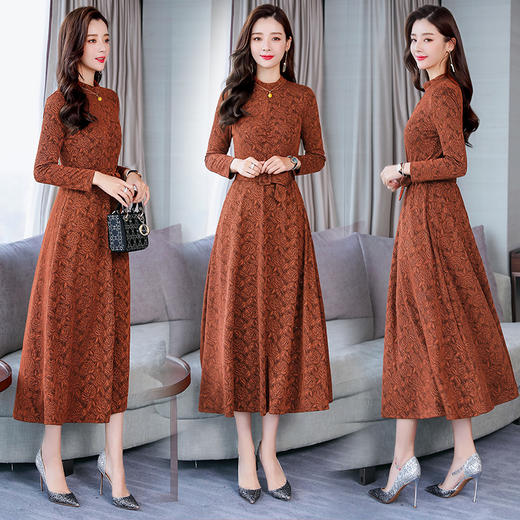 WZNH-ZYQL68时尚潮流舒适简约个性拼色中长款长袖连衣裙 商品图2