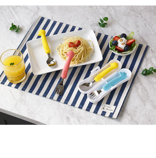 爱迪生 韩国Edison 儿童硅胶手柄不锈钢叉勺套装 商品图1