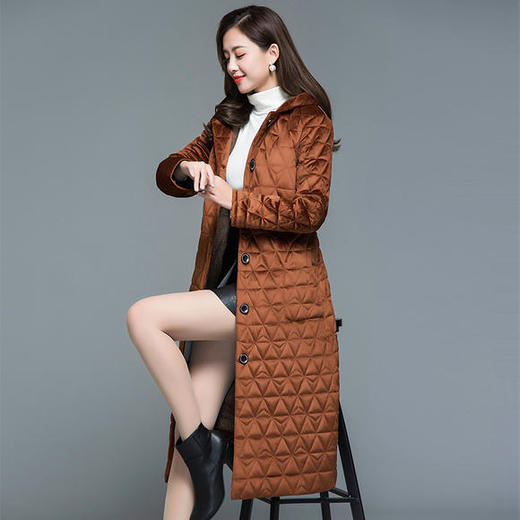 妃子笑1808冬季简约加绒加厚连帽棉袄 商品图4