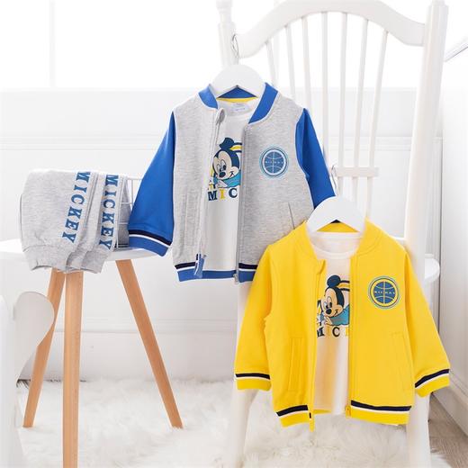 迪士尼(Disney)男童米奇纯棉运动棒球服三件套套装 商品图4