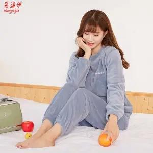 JXG-冬季加厚珊瑚绒居家宽松懒人束脚睡裤睡衣 商品图4