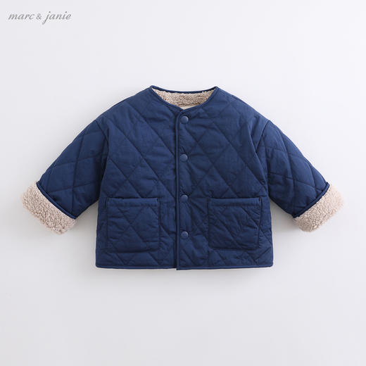 马克珍妮2020新款宝宝冬装 男童菱格加绒棉衣 儿童棉服外套202038 商品图1