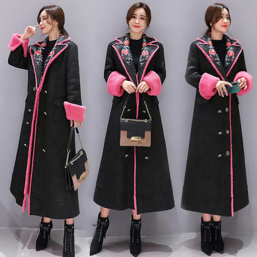WZNH-ZMFS20887冬装新款皮毛一体加毛加厚中长款外套绣花 商品图3