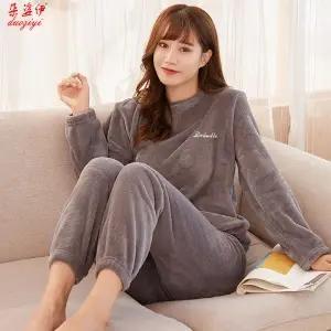 JXG-冬季加厚珊瑚绒居家宽松懒人束脚睡裤睡衣 商品图1
