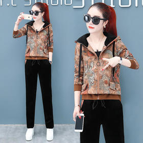 SP-XSL559799冬季新款时尚印花加绒运动套装