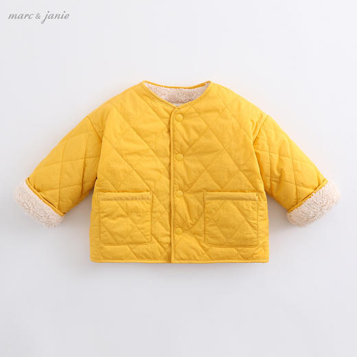 马克珍妮2020新款宝宝冬装 男童菱格加绒棉衣 儿童棉服外套202038 商品图0