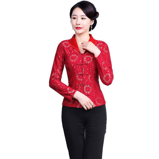 LYR-2146秋冬婚宴服大码加绒加厚蕾丝唐装套装 商品图4