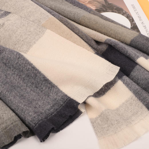 秋冬新款英伦风仿羊绒时尚大披肩  KFW2006001 001 商品图4