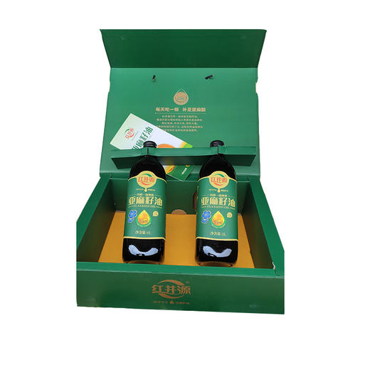 红井源压榨一级纯香亚麻籽油礼盒 1L*2 商品图0