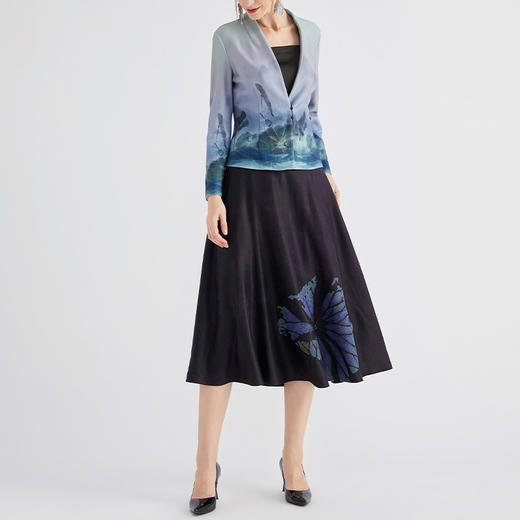 TANGY Collection 天意精品 暮禅系列 中式复古款 莨绸绣花半身裙 L204825 商品图0