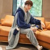 【睡衣男】*睡衣男睡袍长秋冬季加厚保暖法兰绒连帽浴袍家居服套装男士可外穿 商品缩略图1