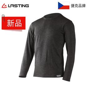 捷克Lasting16微米超细美利奴羊毛 男款ALAN灰色圆领长袖