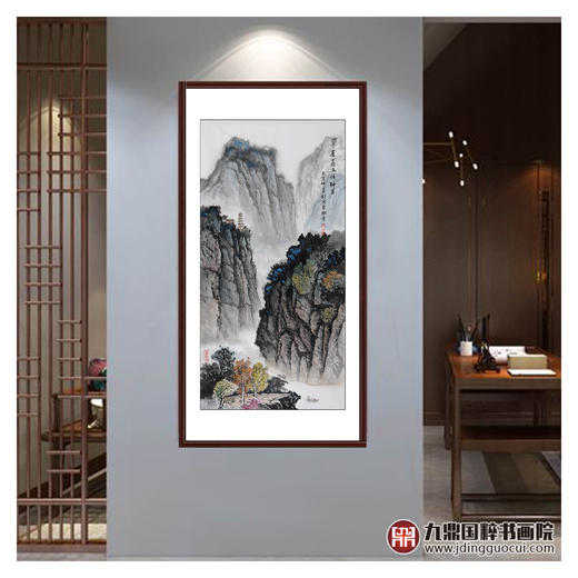 王功学《翠崖矗立传钟声》68*138cm 山水竖幅作品 玄关/办公室挂画 商品图3