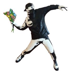 Banksy-掷花者-水泥色-DXW